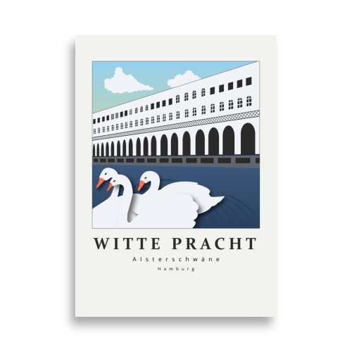 Alsterschwäne Poster Hamburg – Grafikposter „Witte Pracht“