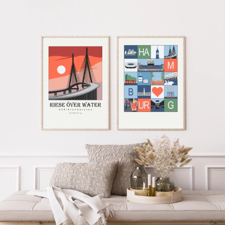 Hamburg Grafikposter Serie Wahrzeichen 1