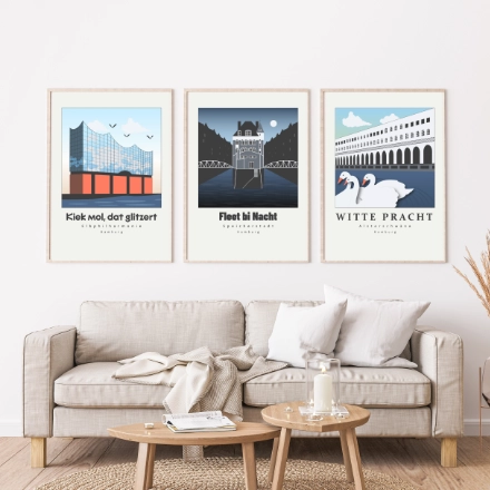 Hamburg Grafikposter Serie Wahrzeichen 2