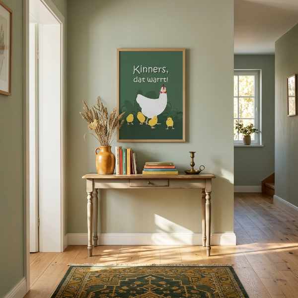 Plattdeutsch Poster mit Huhn Kinners dat warrt