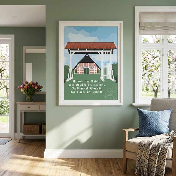 Plattdeutscher Spruch Nord un Süd Grafikposter