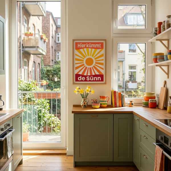 Poster here comes the sun auf plattdeutsch