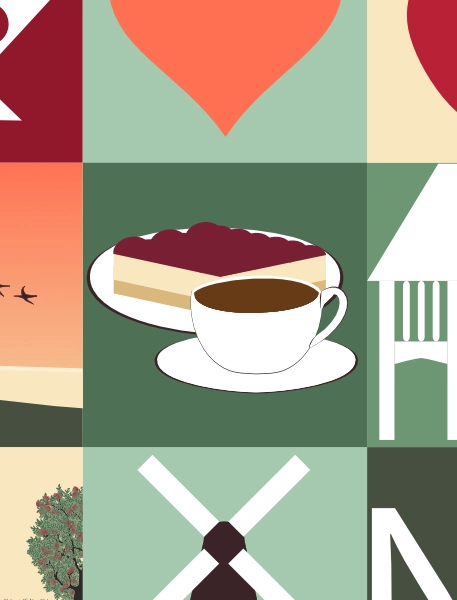 Grafikposter Ausschnitt Obstkuchen im Alten Land