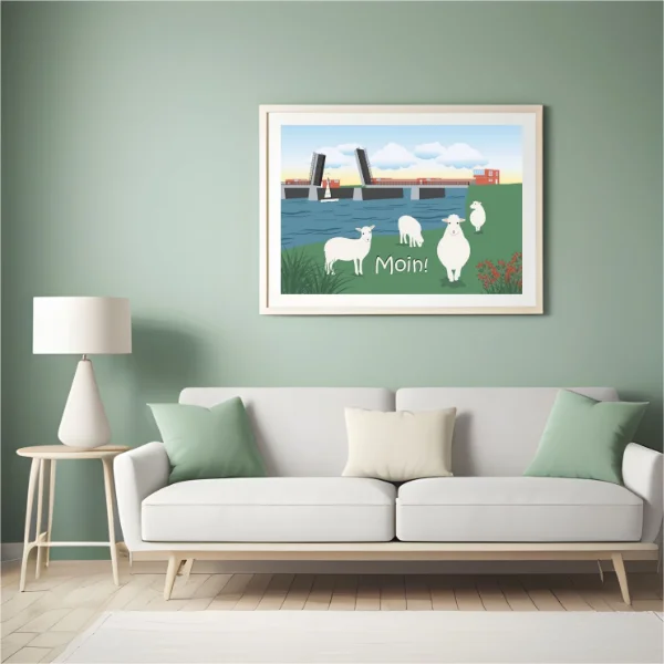 Moin Grafikposter mit Schafen 